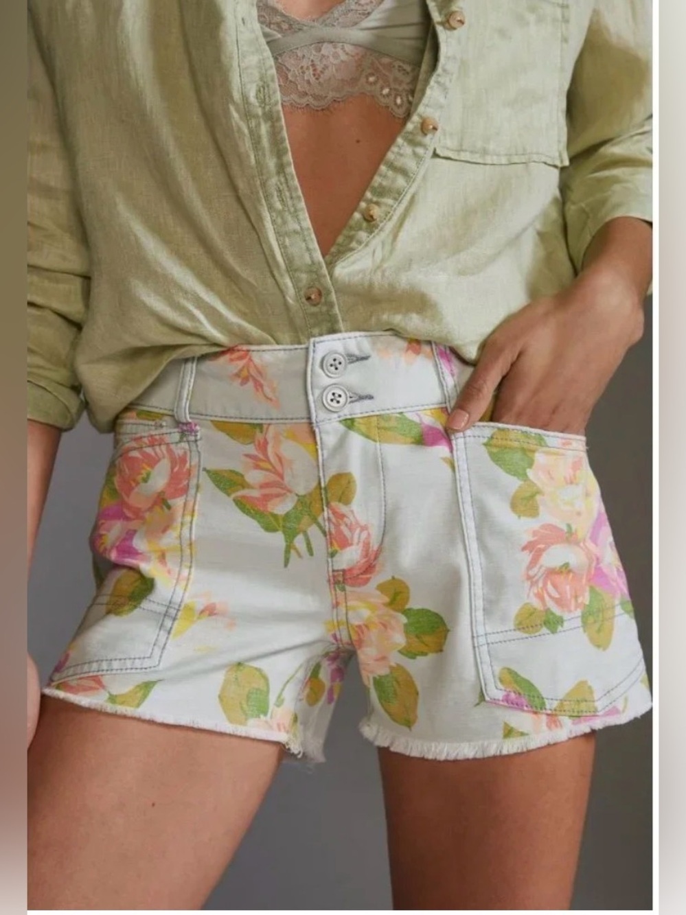 Anthropologie Pilcro The Wanderer Jean Shorts floral